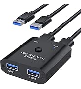 USB 3.0 Switch 2 in 2 Out, USB Switcher 2 Computers Sharing Keyboard Mouse Printer Scanner, USB s...