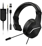 Joso One Ear Headset with Mic, Wired Headset for PS5/PS4/Xbox/Switch/PC/iPad/Mac/Tablet with USB ...