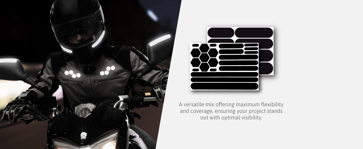 Use as motorcycle helmet reflective stickers and removable car decals with 3M adhesive materials