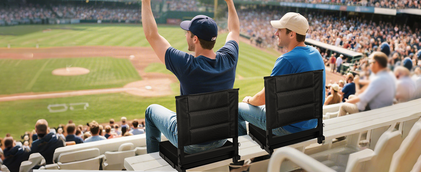 bleacher chairs with back and cushion