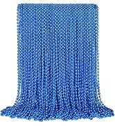 100 Pcs Blue Bead Necklace, Mardi Gras Oval Beads Necklaces, 30.5" 4th of July Patriotic Beads Ne...