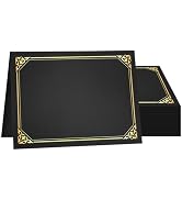 50 Packs Certificate Holders, Black Diploma Holders, Certificate Covers with Gold Foil Border for...