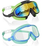 Aegend Swim Goggles for Kids Youth 3-14 - 2 Pack Wide Frame Anti-Fog Anti-UV Clear Vision Goggles...