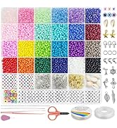 Redtwo 4mm Glass Seed Beads for Jewelry Bracelet Making Kit, Small Beads Friendship Bracelet Kit,...