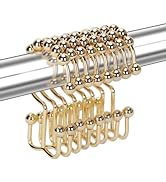 12PCS Shower Curtain Hooks Rings for Bathroom, Stainless Steel Metal Rust Resistant Balance Slidi...