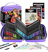 136 PCS Colored Pencils Set for Adult Coloring Books, 120 Colored Pencils with Sketchbook, Colori...