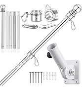 Upgraded Flag Pole Kit w/Mutil-Position Adjustable Bracket Holder & w/Spinning Rings - 5FT to 6Ft...