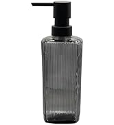 Grey Glass Soap Dispenser with Black Plastic Pump, 12oz Lotion Dish Dispenser, Refillable Liquid ...