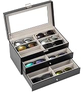 ProCase 3-layer Sunglasses Storage Organizer, 18 Slots Leather Sunglass Box Multiple Pairs Eyegla...