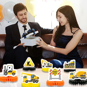 construction truck honeycomb centerpieces