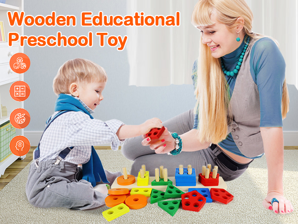 Wooden Shape Sorter for Toddlers