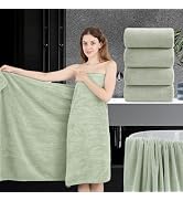 4 Piece Extra Large Bath Towel 35"x70" Oversized Bath Sheet Green Bath Towel Set for Bathroom Ult...