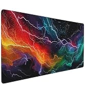 Buslint Neon Lightning Gaming Mouse Pad, Large Extended Desk Mat, 35.4 x 15.7 Inches, Non-Slip Ru...