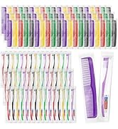 Disposable Toothbrushes with Toothpaste and Comb in Bulk, Soft Bristle Travel Size Individually W...