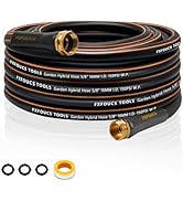 FXFOUCS Heavy Duty Garden Hose – 5/8 Inch Flexible, Lightweight Hybrid Hose with 600 PSI Burst Pr...