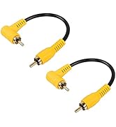 SinLoon Short RCA Cable, 2-Pack 90 Degree RCA Male to Male Stereo Audio Cable, Gold-Plated Compat...