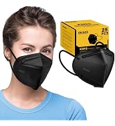 OKIAAS 25 Pack KN95 Face Mask, 5-Layer masks disposable kn95 Black,Face Protection Against PM2.5,...