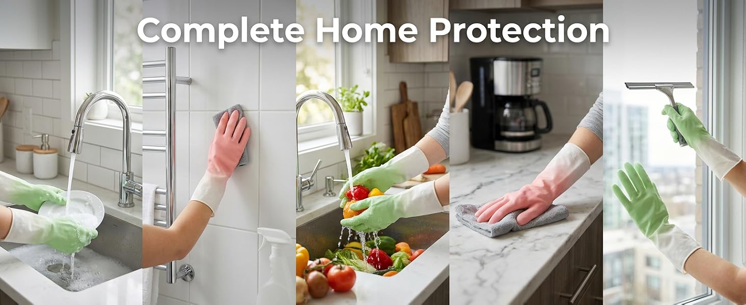 Versatile gradient cleaning gloves for dishwashing, scrubbing, and all household chores.