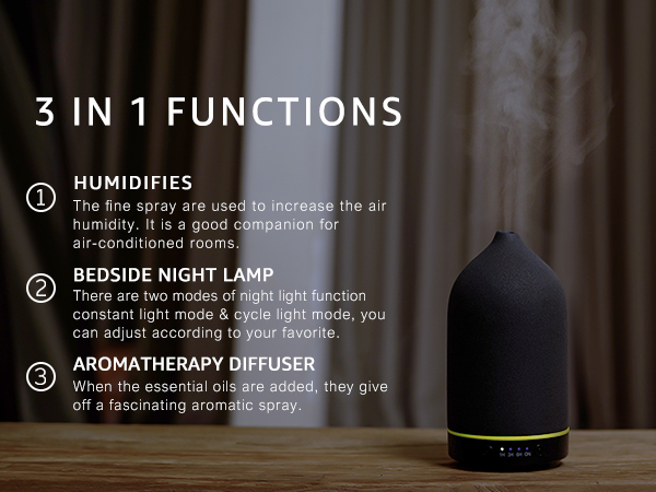 Ceramic Essential Oil Diffuser Ultrasonic Aromatherapy & Humidifier