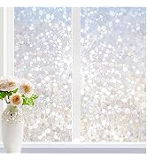 rabbitgoo Window Privacy Film, Decorative Window Clings, UV Blocking Window Coverings Static Clin...