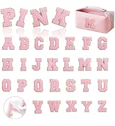 MXCOIRTP Self-Adhesive Chenille Letters Patches, 26PCS Pink Letter Stickers on Patches Varsity Le...