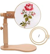 Catcan Embroidery Hoop Stand with 2 PCS 7'' 5'' Embroidery Hoops, Adjustable Rotated Wooden Cross...