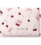 Sunwel Fashion Girls Cute Cherry Print Coquette Bow Wallet Small Wallet Card Holder ID Window for...