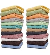 ZUPERIA 100% Cotton Bath Wash Cloths - 12 Pack - 12