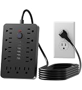 Power Strip Surge Protector - Multiple Outlet Wall Plug with 11 AC Outlets, 6 USB Ports (2 USB C)...