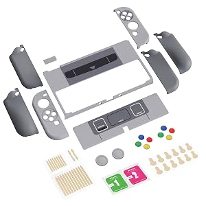 Dockable Hard Shell for Switch OLED w/Thumb Grip Caps & Button Caps
