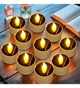 VOOKRY 10 Pcs Solar Tea Lights Outdoor - Flickering Solar Candle Lights Flameless Dusk to Dawn Li...