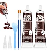 2 Packs Brown Caulk, Brown Silicone Caulk for Bathroom Shower Kitchen Tile Floor Sealing, Waterpr...