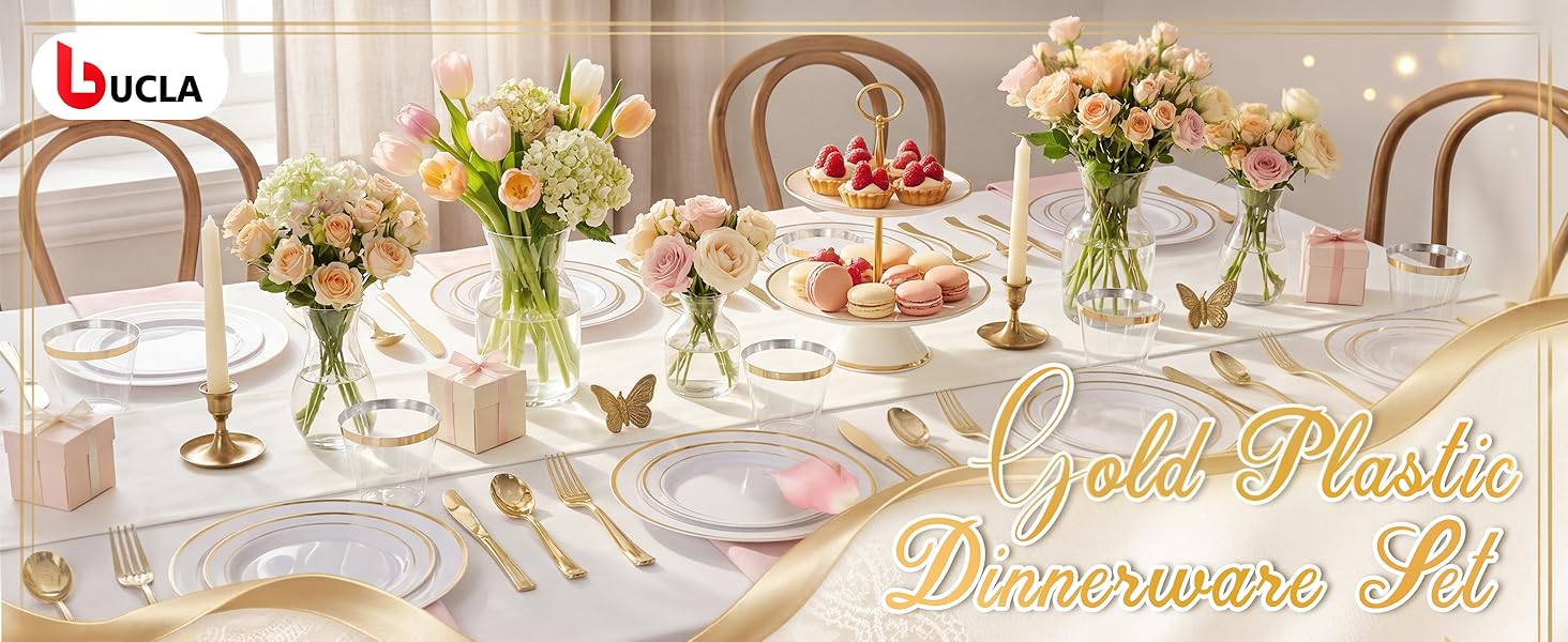 Gold Disposable Dinnerware Set