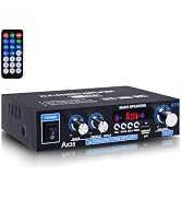 AK35 200W Stereo Audio Amplifier Bluetooth 5.0, 2.0 Channel Stereo Amplifier Receiver with Bass &...