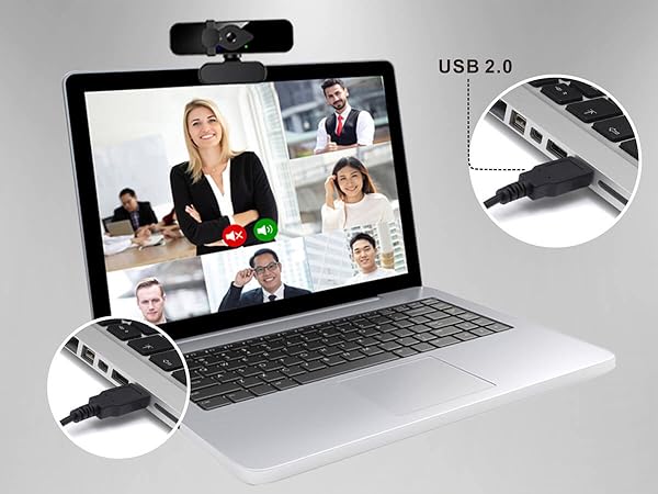 2K Plug and play video camera webcam with USB connection, no need any software or drivers. PC Webcam
