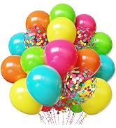 Summer Tropical Balloons, 50pcs 12 inch Hot Pink Green Orange Yellow Teal Blue Confetti Balloons ...