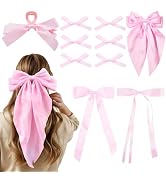 10PCS Silk Satin Hair Bows Hair Clip Long Pink Hair Ribbon Bow Hair Bow Clips Variety Style for W...