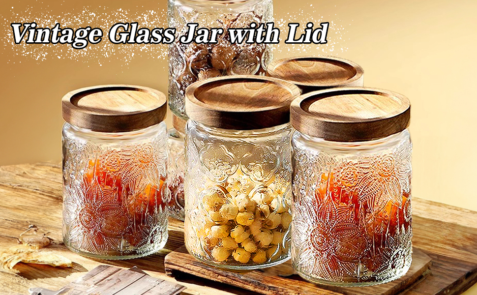 Vintage glass jar with lid