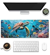 XL Mouse Pad,Sea Turtle with Colorful Fish Large Gaming Mouse Pad,The Underwater World Desk Mat,E...