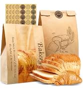 50 Pcs Paper Bread Bags for Sourdoug, Paper Bag with Window, 50% Thicker 13.7"x 8.3" x 3.7"in, Ho...