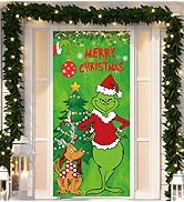 Christmas Decorations Christmas Decor Door Cover Xmas Porch Door Sign Welcome Banner for Indoor O...