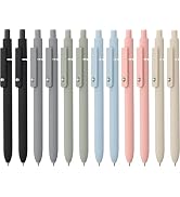 LINFANC 12 Pack Cute Gel Pens, Retractable Quick Dry Gel Ink Pen, Fine Point 0.5mm Black Ink Roll...