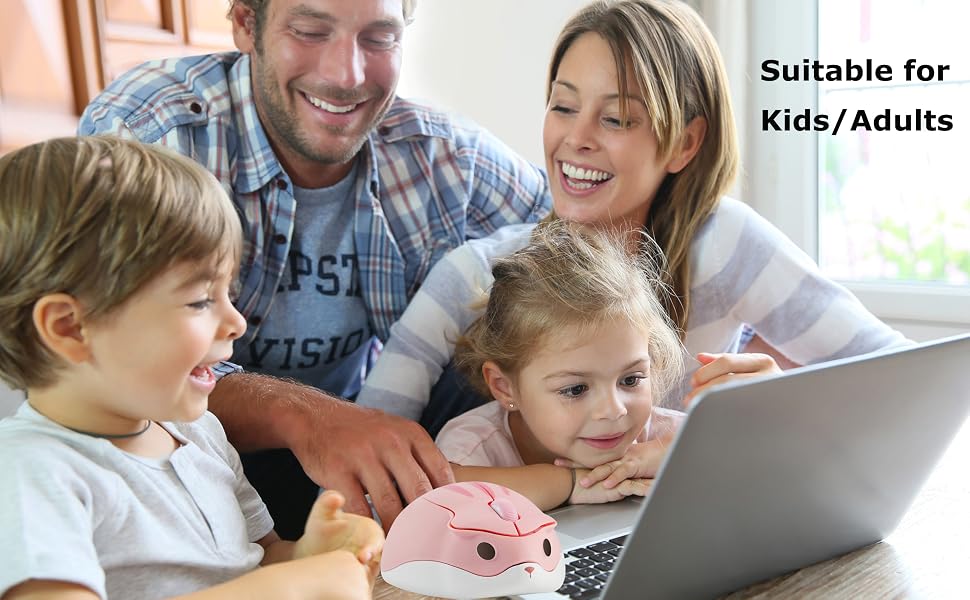 Wireless Mouse Cute Hamster Shape Silent Click Portable Compact Optical 1200DPI USB Cordless Mice