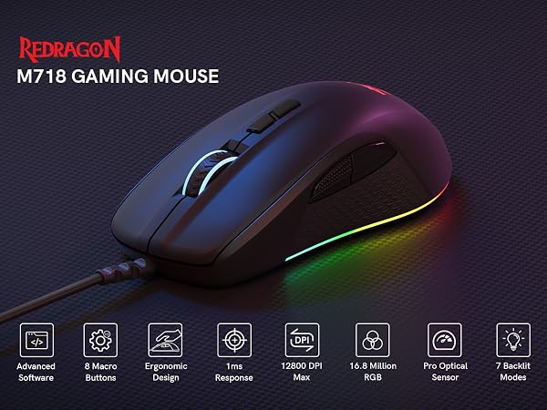 redragon m718 wired gaming mouse