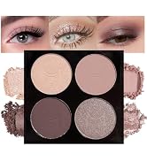 HHLTOH Quads Matte Eye Shadow Powder Makeup Palette - Nudes Brown & Champagne Pink Shimmer Eyesha...
