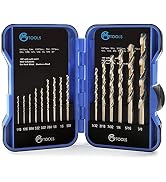 GMTOOLS 15Pcs Cobalt Drill Bit Set, M35 High Speed Steel, 135 Degree Tip, Twist Jobber Length Dri...