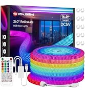 BTF-LIGHTING 16.4FT WS2811 WS2812B IC RGB DC5V 360 Degree Round Reticulate Chasing Color Neon LED...