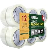 HERKKA Clear Packing Tape, 12 Rolls Heavy Duty Packaging Tape for Shipping Packaging Moving Seali...