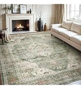 AMOAMI-Area Rug 5X7 Rugs for Living Room-Vintage Soft Green Rugs for Bedroom-Non Slip Carpet-Mach...