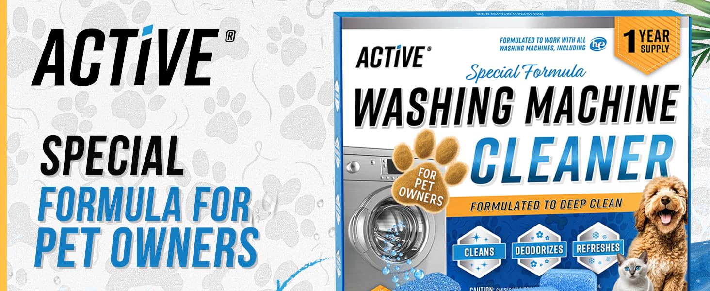 ACTIVE Washing Machine Cleaner Special Pro Enzyme Formula for Pet Owners